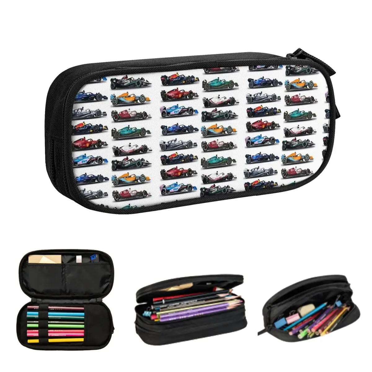 F1 All Cars 2022 Pencil Cases Large Storage Pen Bags Pen Box Pencil Pouch For Boys Girls Students Stationery School Office