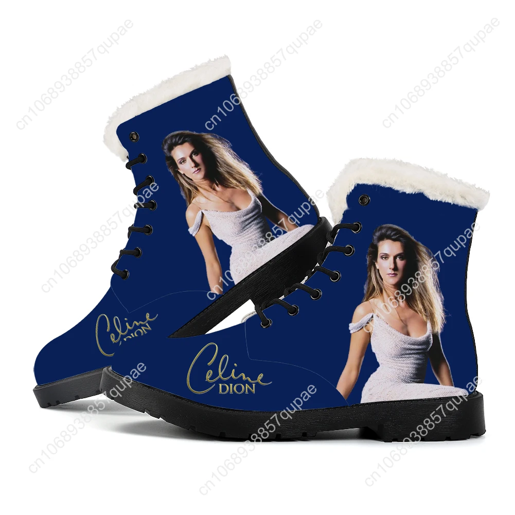 Celine Dion My Heart Will Go on Plush Boots Pop Music Singer Mens Womens Teenager Shoes Casual Boot Light Warm Customize Shoe