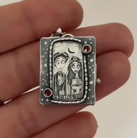 Cartoon Animation Around Corpse Bride Can Open the Pendant Cute Necklace Fun Retro Old Pendant Necklace