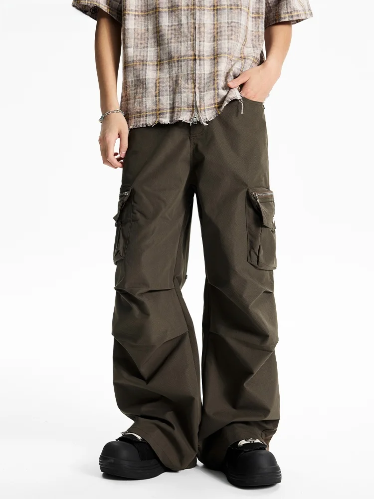 

Мужские брюки в стиле американского ретро, свободные прямые повседневные брюки, дизайн High Street, брюки-парашютчики