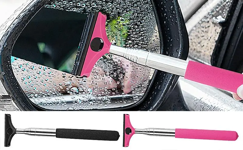 Car Window Squeegee Car Rearview Mirror Wiper Retractable Wiper Car Window Washing Brush Decontamination and Water Removal