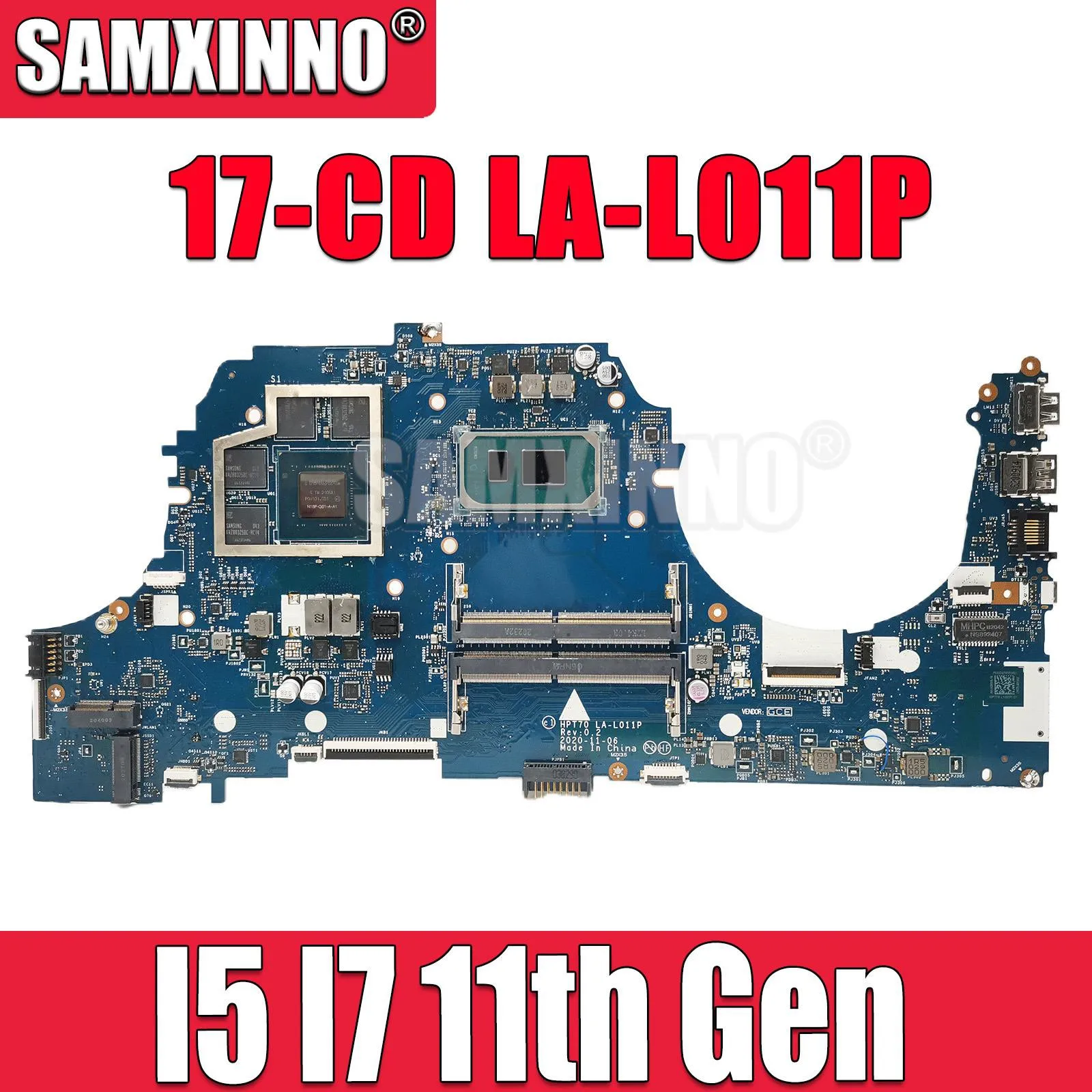 

SAMXINNO M53288-601 M43267-601 Mainboard For HP Pavlion 17-CD Laptop Motherboard HPT70 LA-L011P with I5 I7 11th Gen CPU