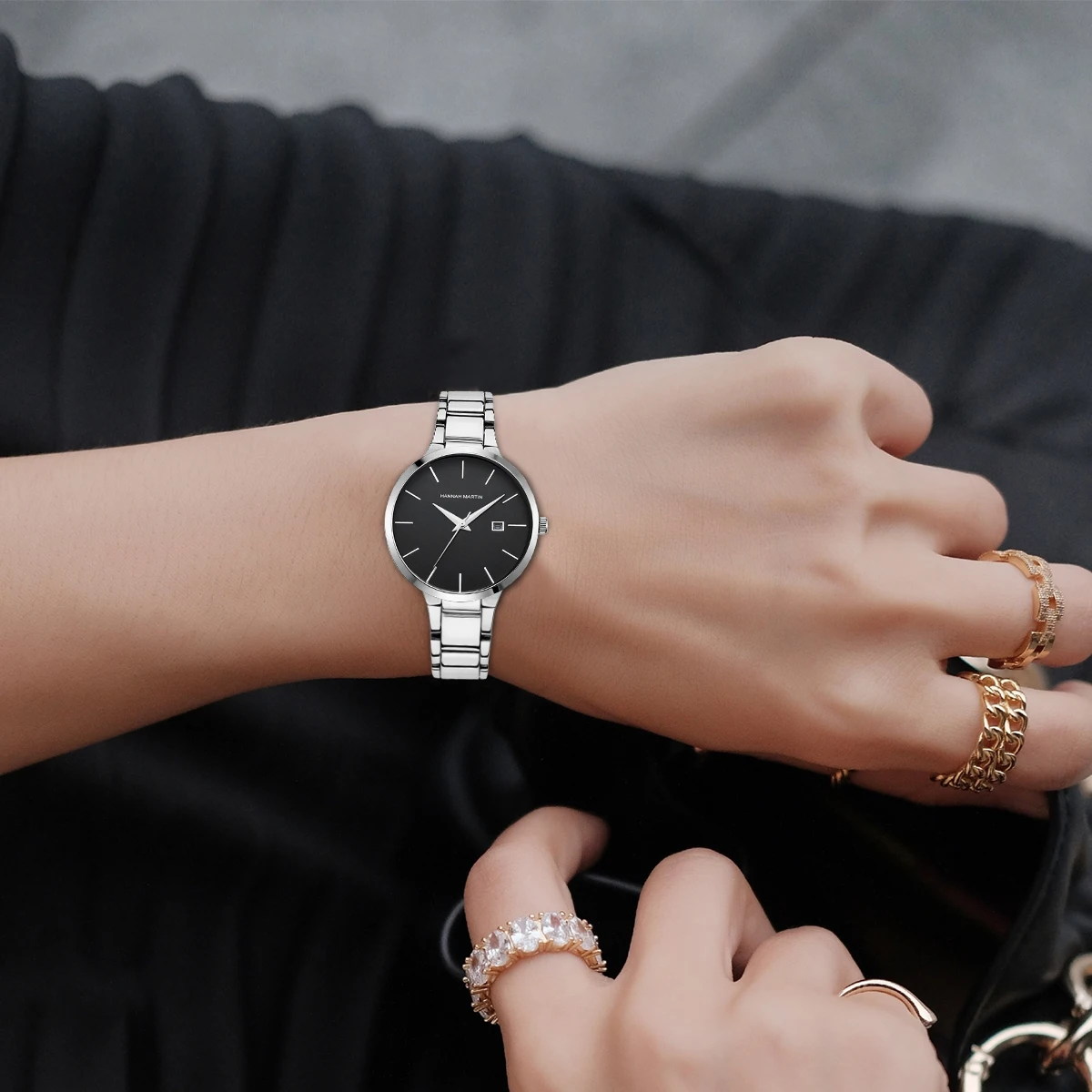 Hannah Martin-relojes de acero inoxidable para mujer, pulsera femenina de Boutique, tendencia