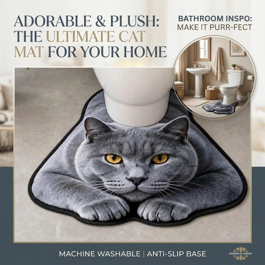 40x50cm Silica Gel Toilet Mat Absorbent Fast-Drying Non-Slip Floor Mat Durable Stain-Resistant Easy Clean Unique Animal Design