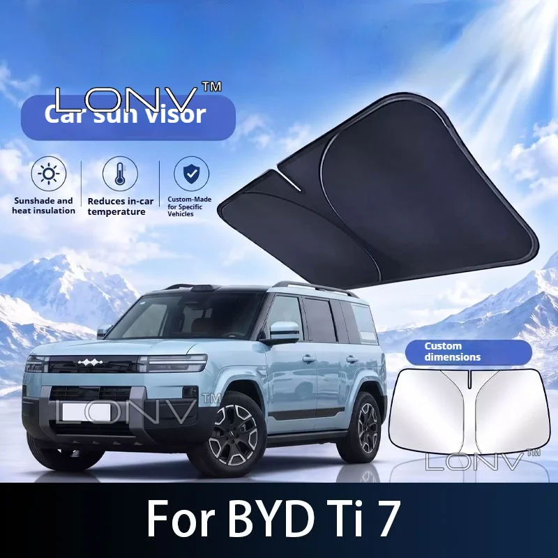 For BYD Ti 7 Car Sunshade 2026 2027 Front Windshield Shade Cover Foldable Anti-UV Heat Insulation Privacy Cover Accessories