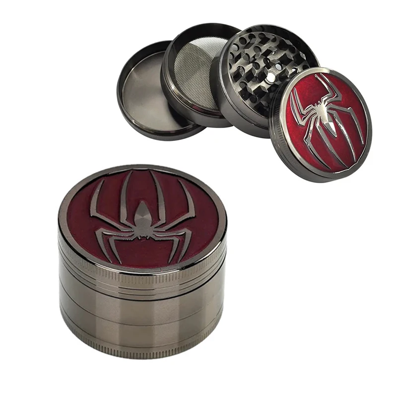 52mm Spider Style Metal Herb Grinder 4 Layer Tobacco Crusher Manual Smoking Accessories Christmas Gift For Men