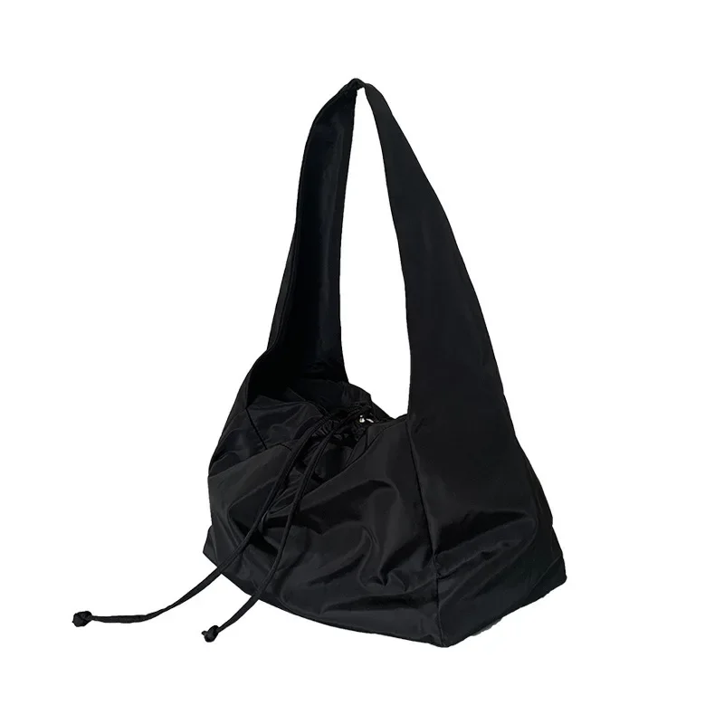 Sac fourre-tout en nylon solide pour femme, fermeture éclair, doux, initié, sacs à main, luxe, designer, noir, mode, nouveau, E27