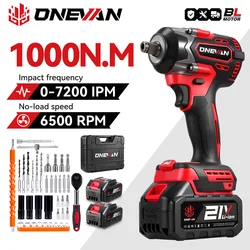 ONEVAN 토크 브러시리스 전기 임팩트 렌치, 1/2 인치 무선 렌치 전동 공구, 마키타 18V 배터리용 588VF 배터리 포함, 1200N.M