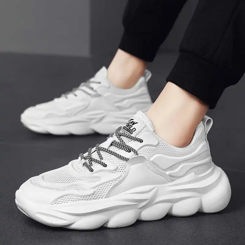 

Женские кроссовки на высокой платформе, массивные, роскошные, для бега, летние, белые, спортивные, повседневные