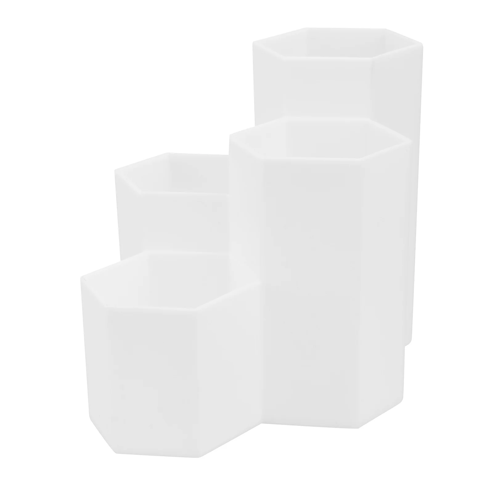 1Pcs Hexagonal Pen Holder Desktop Storage Box with 4 Grid Compartments for Office Stationery Organizer