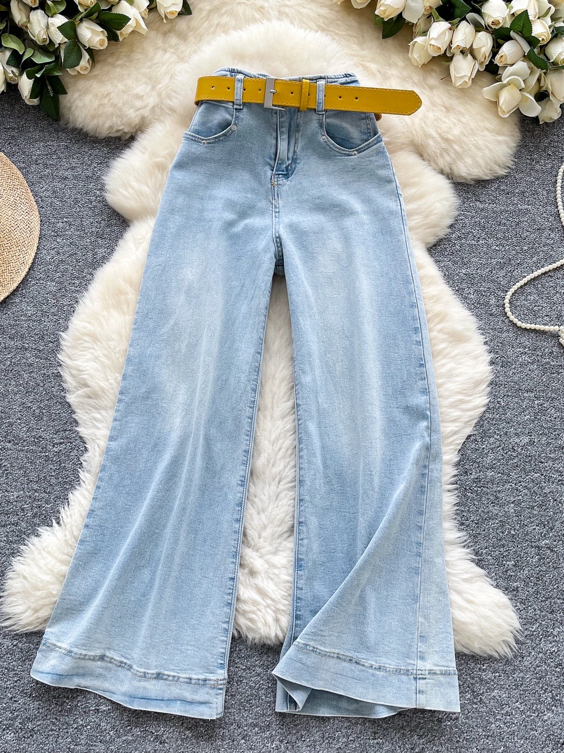 

American Retro High Waist Wide Leg Jeans Women's Summer Design Sensation Loose Casual Loose Leg Pants