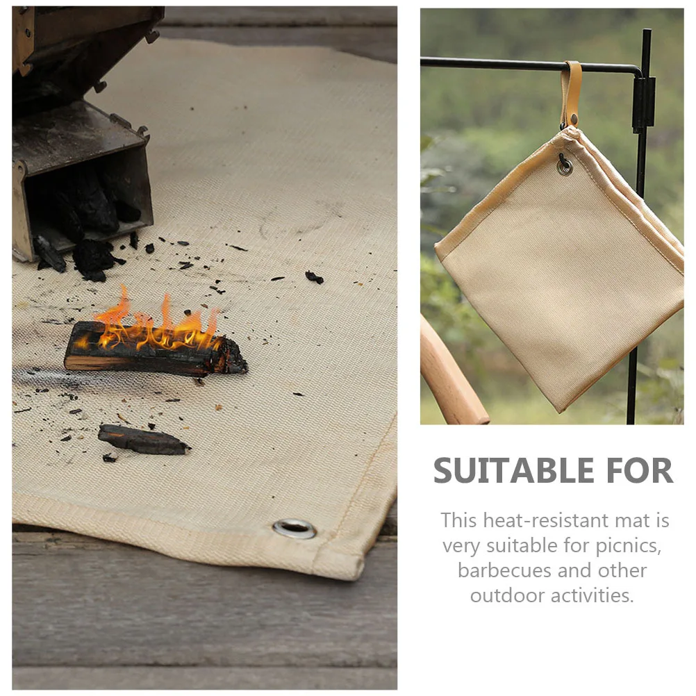 بطانية حريق للتخييم في الهواء الطلق حصيرة من الألياف الزجاجية المقاومة للحرارة وسادة أمان مقاومة للهب لمعدات بقاء نزهة الشواء #4