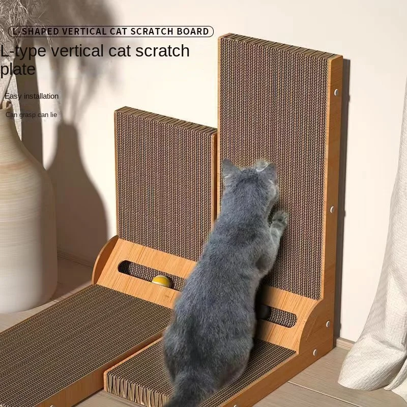 L-shaped Cat Scratch Board Vertical Cat Scratch Board Wear-resistant Non Falling Debris Anti Scratching Sofa Scratch Board Toy