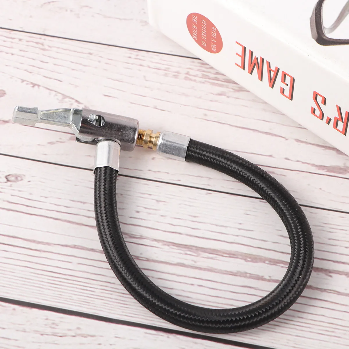 Locking Air Chuck Air Inflator Extension Tube Adapter Pump Bike Motorcycle Car Tire Inflating 20Cm Tight Seal Leak Free Metal