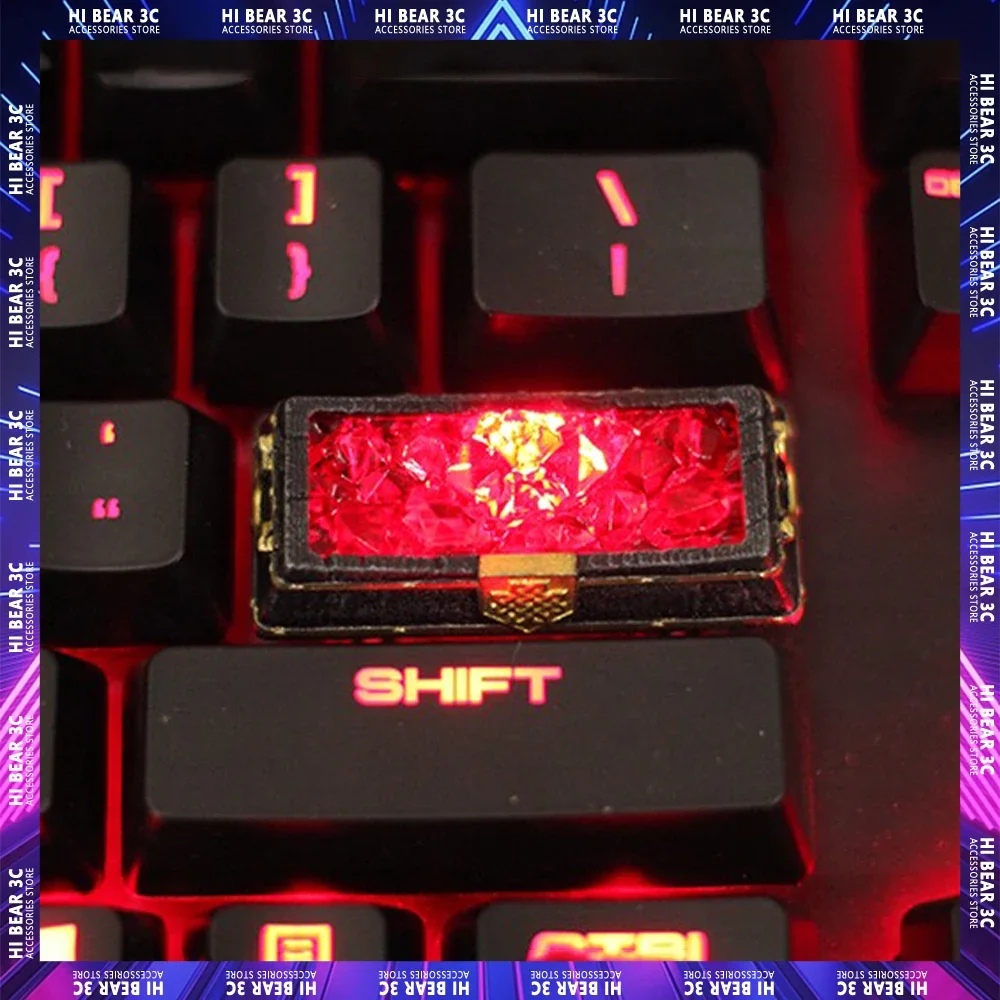 Flame Crystal Keycaps Light Transmission Resin Keycap Customize Three-dimensional Enter CapsLock Backspace Keycaps For Keyboard