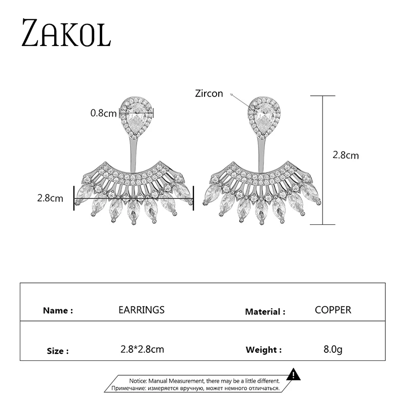 ZAKOL Korean Micro Paved Cubic Zirconia Irregular Stud Earings for Women Fashion Sliver Color Female Wedding Jewelry EP5381