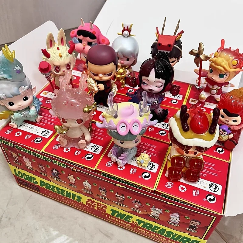 2024 New Blind Box Loong Presents The Treasure Sereis Domoo Molly Hirono Labubu Pucky Anime Figure Suprise Bag New Year Gift