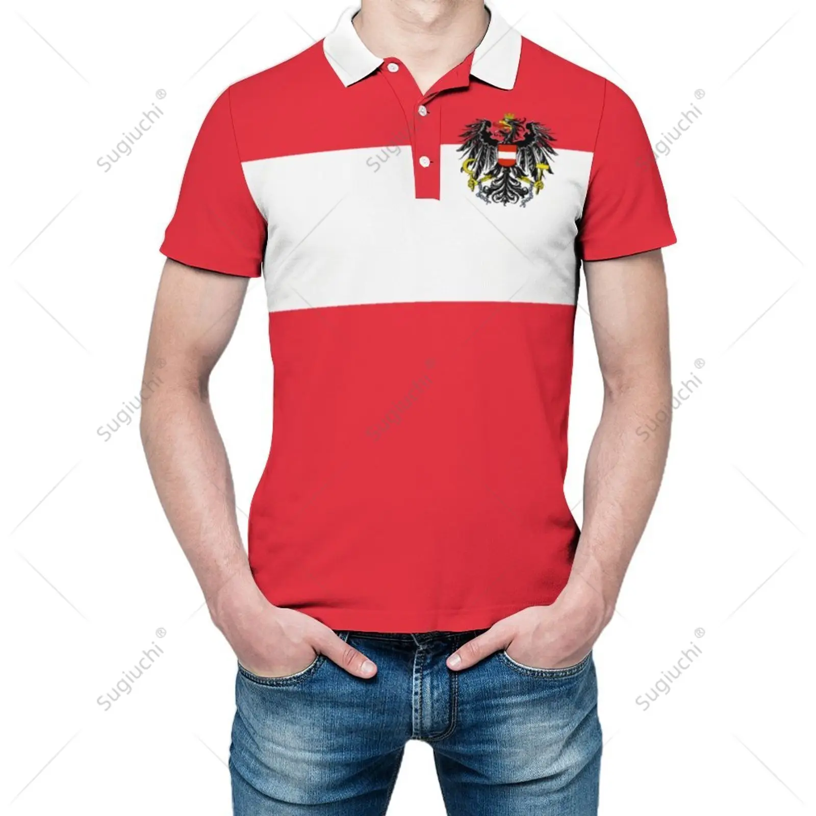 Unisex Polo Shirt Austria Flag 3D Print Man Polo Fashion Clothing Tracksuits Short Sleeves