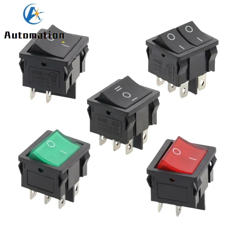 1PC KCD5 21x24mm 21*24mm Rocker Switches Kit 4 Pin 6Pin 2 / 3 Position 6A/12A 250VAC ON-OFF ON-OFF-ON