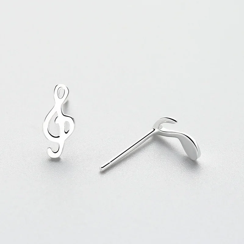 INZATT Artsy Real 925 Sterling Silver Asymmetric Musical Note Stud Earrings  Foe Trendy  Women Jewelry Charm Accessories  Gifts