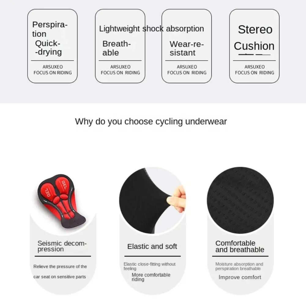 Shorts de ciclismo respiráveis para homens, 5D Gel Pad Roupa interior à prova de choque, bicicleta Underpant, MTB Road Bike Equipment