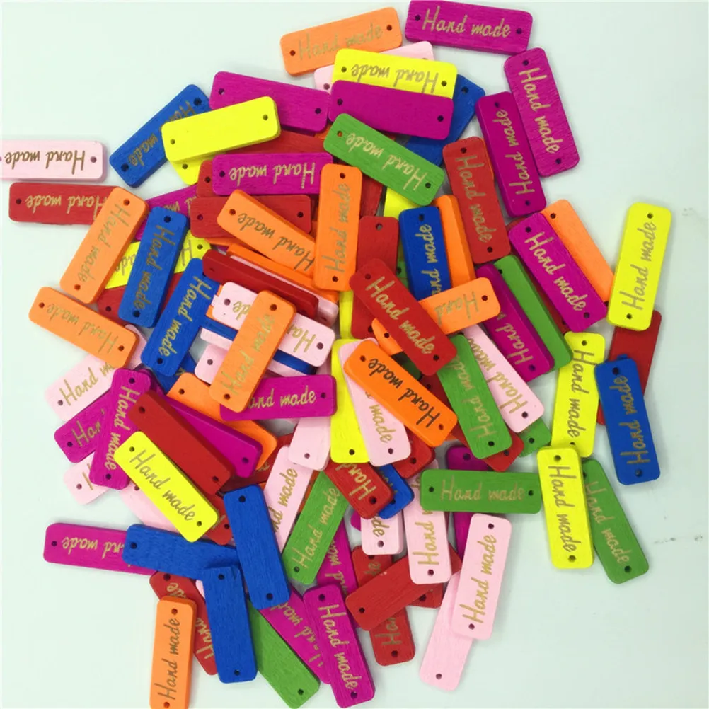 50Pcs Wood Hanging Tags Handmade Painted Smooth Wooden Labels for DIY Crafts Scrapbooking Embellishments Square Wood Slices