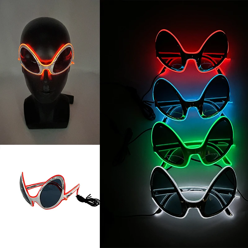 Wakacje śmieszne kostiumy Cosplay akcesoria rekwizyty okulary przeciwsłoneczne Alien okulary chłopcy dziewczęta Decor okulary świecące diody LED świecące okulary