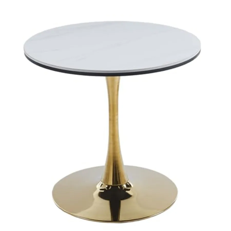 

Круглый обеденный стол 31,5 дюйма в стиле Mid-Century, стол-тюльпан с металлическим основанием на одной опоре, современный стол для отдыха для небольших кухонь и столовых