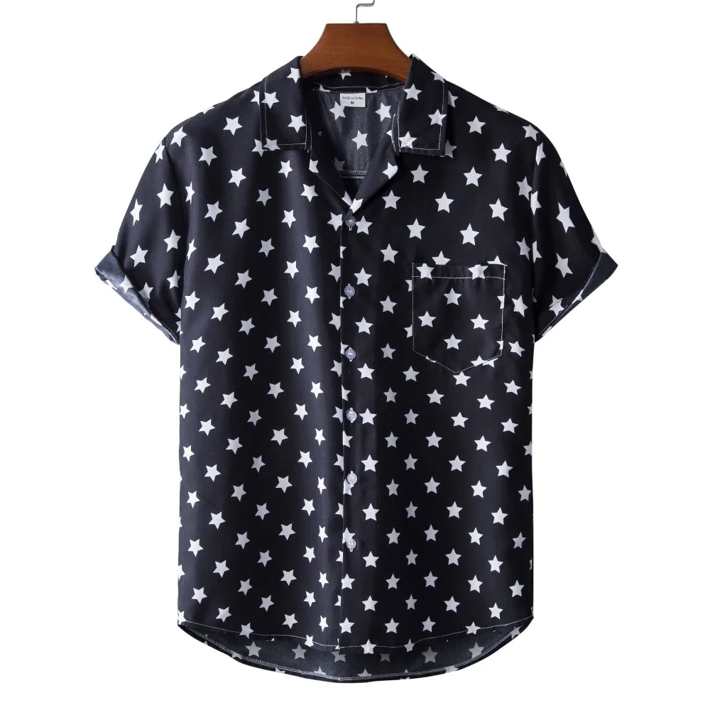 Summer Commuting Hawaiian Style Shirt for Men Simple and Loose Seaside Outfit Short Sleeved