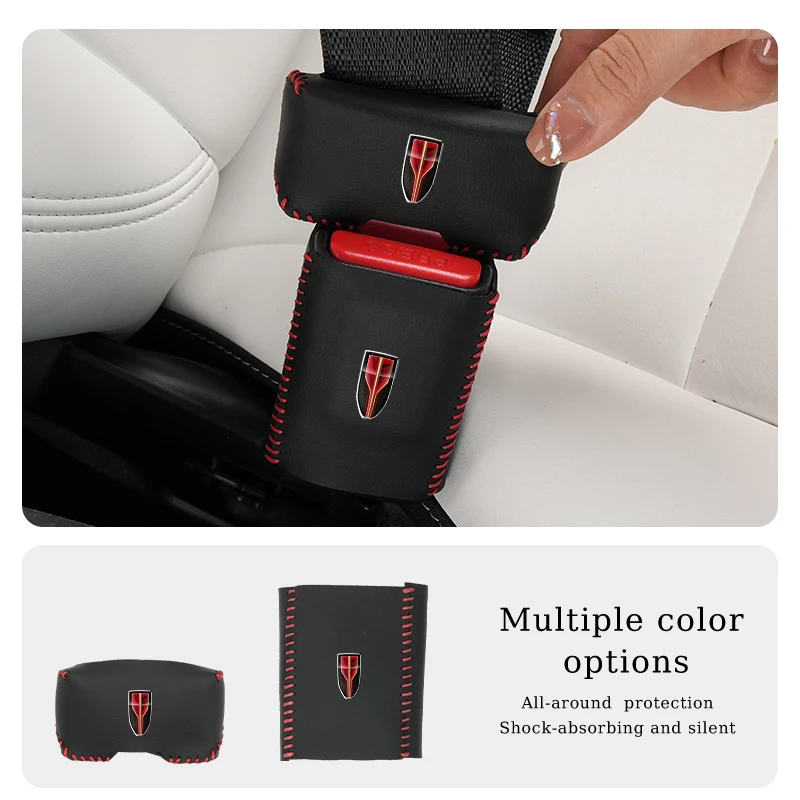 Car Seatbelt Buckle Protector Leather Safety Belt Clip Cover Accessories For Hongqi H6 H7 H9 E-QM5 HS3 HS5 HS6 HS7 E-HS3 E-HS9