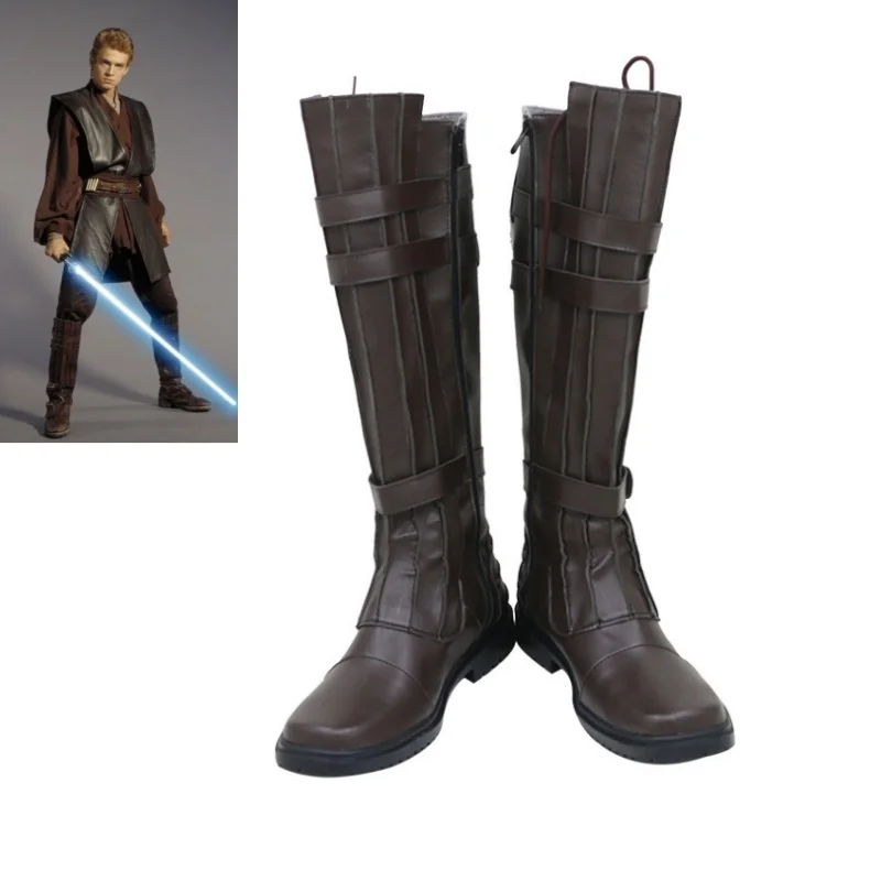 

Anime Anakin Skywalker Cosplay Costume Shoes Handmade Faux Leather Boots Halloween Carnival Boots