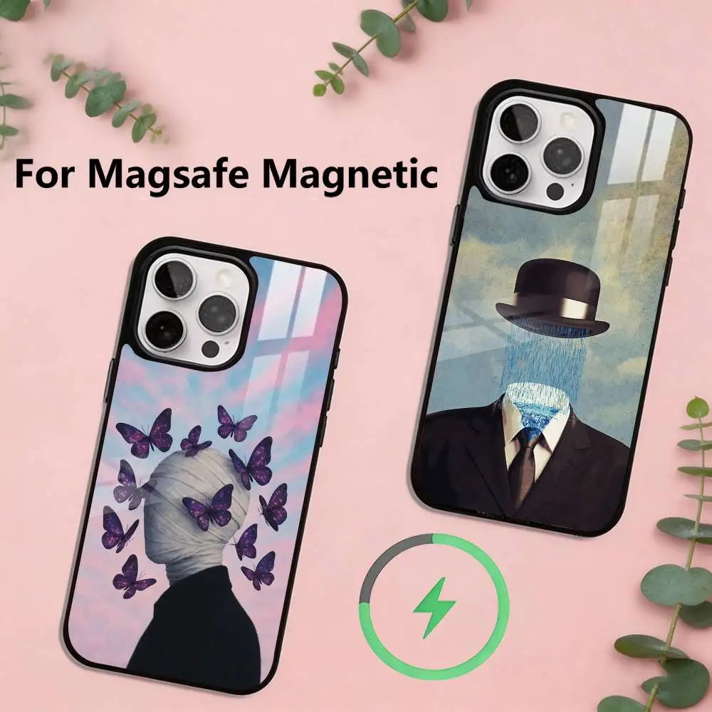 

H-Rene Magritte-S Art Phone Case For iPhone17,16,15,14,13,12,11 Plus,Pro Magnetic For Magsafe Wireless Charging