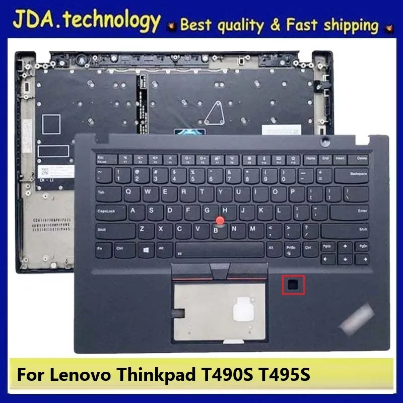 

MEIARROW New/org For Lenovo ThinkPad T490S T495S palmrest US keyboard upper cover with FP hole,Backlight