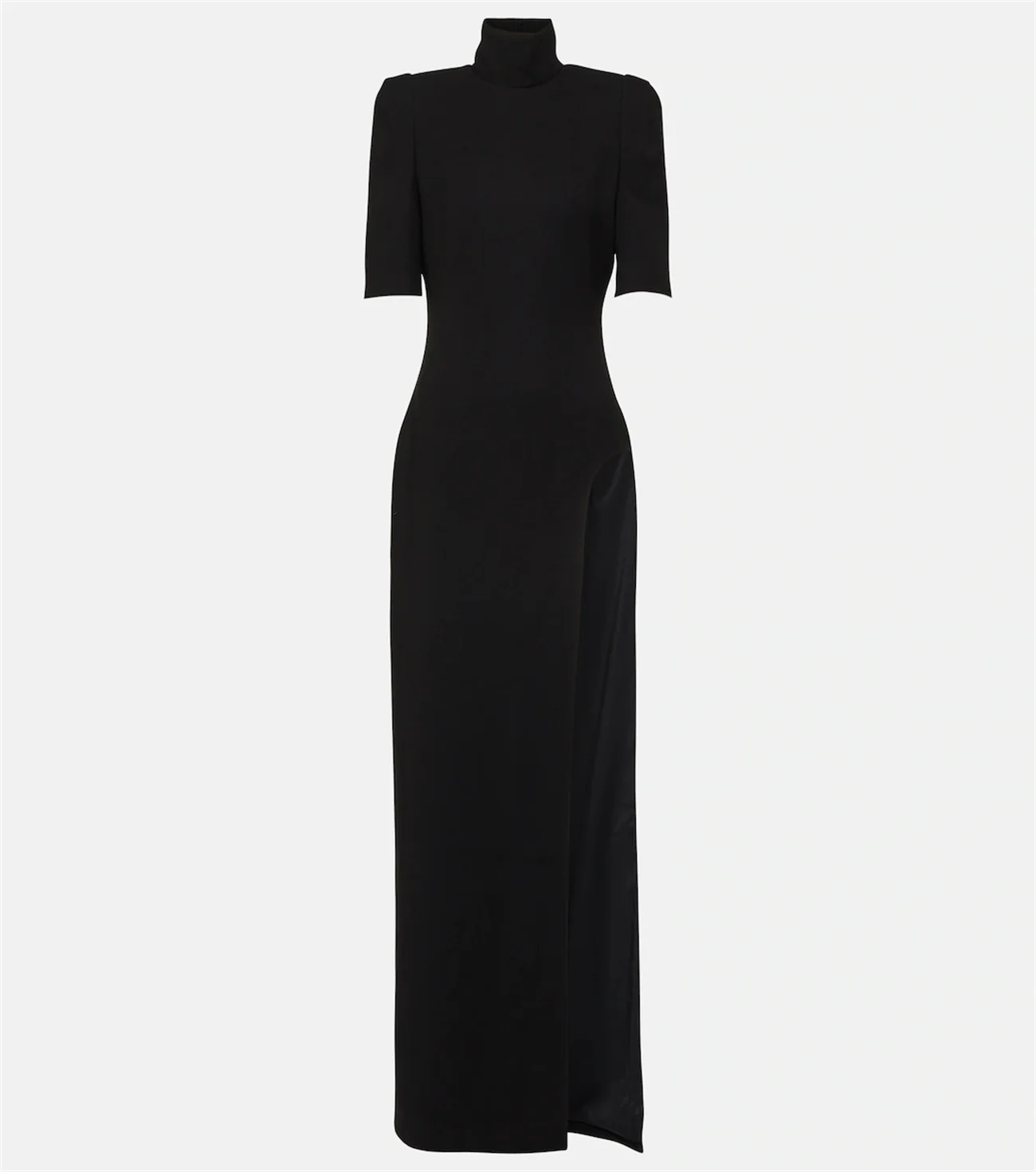 Vestido De Noiva De Pescoço Alto Simples, Meia Manga, Fenda Alta, Apertado, Elegante, Vermelho, Preto, Pode Ser Personalizado