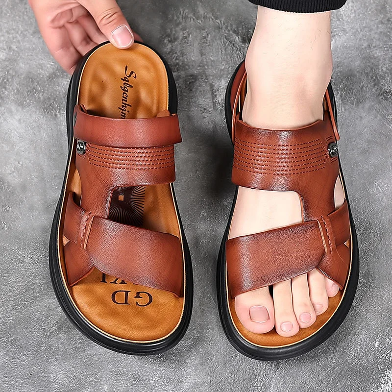 Genuine Leather Men's Sandals Male Summer Outdoor Casual Cowhide Beach Shoes For Men Slippers Zapatos Hombre Chaussure Homme