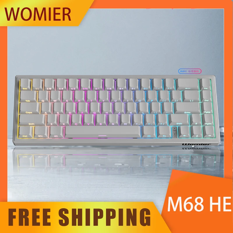 Womier M68 HE Gaming Keyboard E-sport Driver 0.04RT SOCD Magnetic Swtich Customized Hot Swappable 0.125ms Latency 8K RGB Keyboar