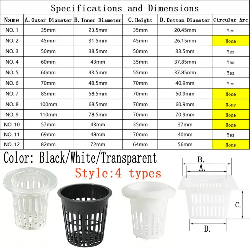 5/10Pcs Hydroponic Mesh Pot Vegetable Planting Basket Soilless Cultivation Plastic Plant Rooter Cup Aquarium Plant Cultivate Pot