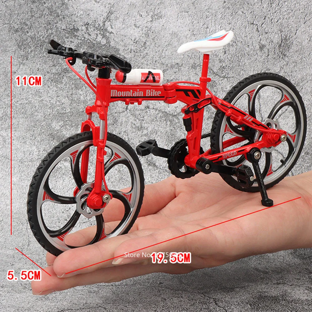 1:8 Scale Folding Bicycle Alloy Toy Car Models Rubber Tires Suspension Bike Wheel Steering Off Road Bicycles Kids Festival Gifts