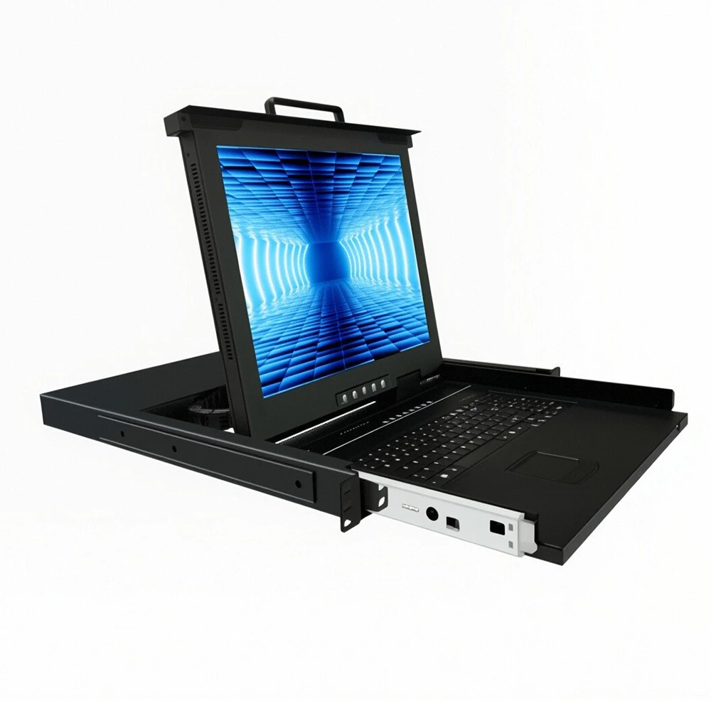 1U Rackmount LCD KVM Switch Drawer Console LCD KVM Switch With 8 Port For + 8 Cables Stock Product