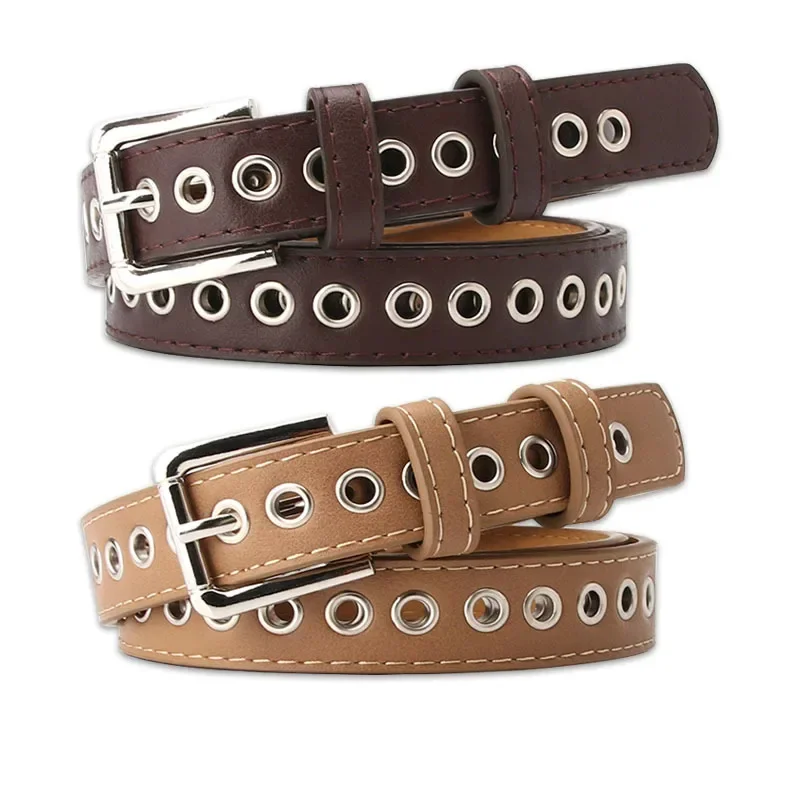 Fashion Belts for Woman Big Metal Hole Novelty Belts Metal Style Belts Teenagers Jeans Trousers Accessories