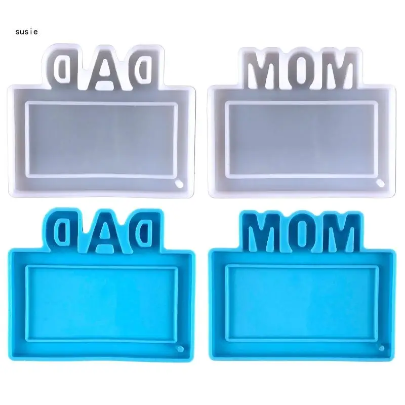 

X7YA Father's Mother's Day Pendant UV Crystal Epoxy Mold Keychain Resin Silicone Mould DIY Crafts Jewelry Casting Tool