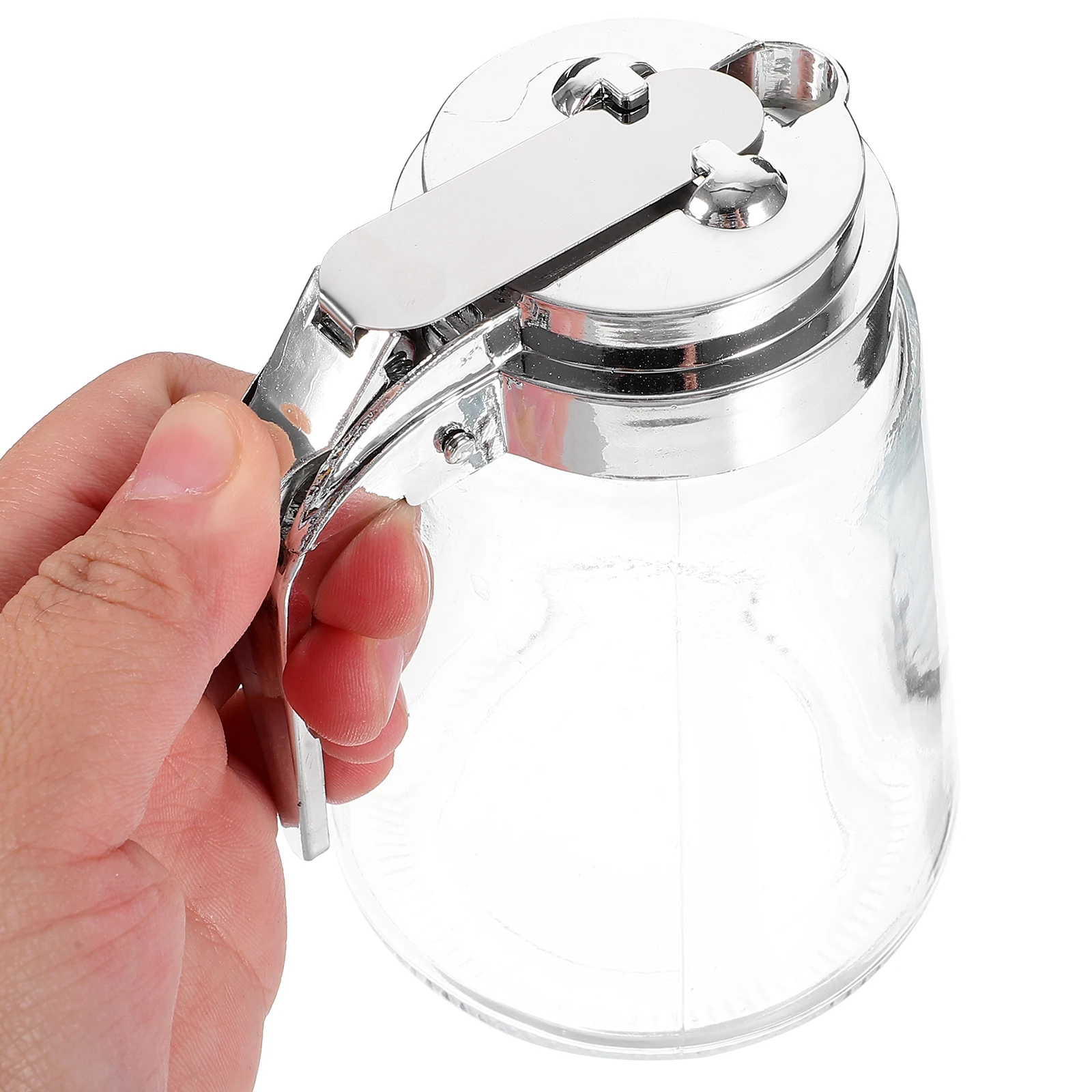 

2 Pcs 300ml Glass Oil Dispenser Airtight Condiment Jar Honey Syrup Pourer for Coffee Bar Leak Proof Sugar Creamer Soy Sauce