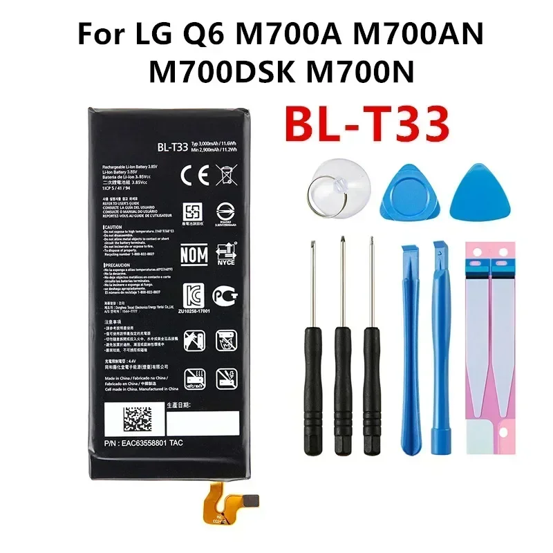 Batería de repuesto Original BL-T33 de 3000mAh para LG Q6 M700A M700AN M700DSK M700N T33 BLT33 baterías de teléfonos móviles + herramientas