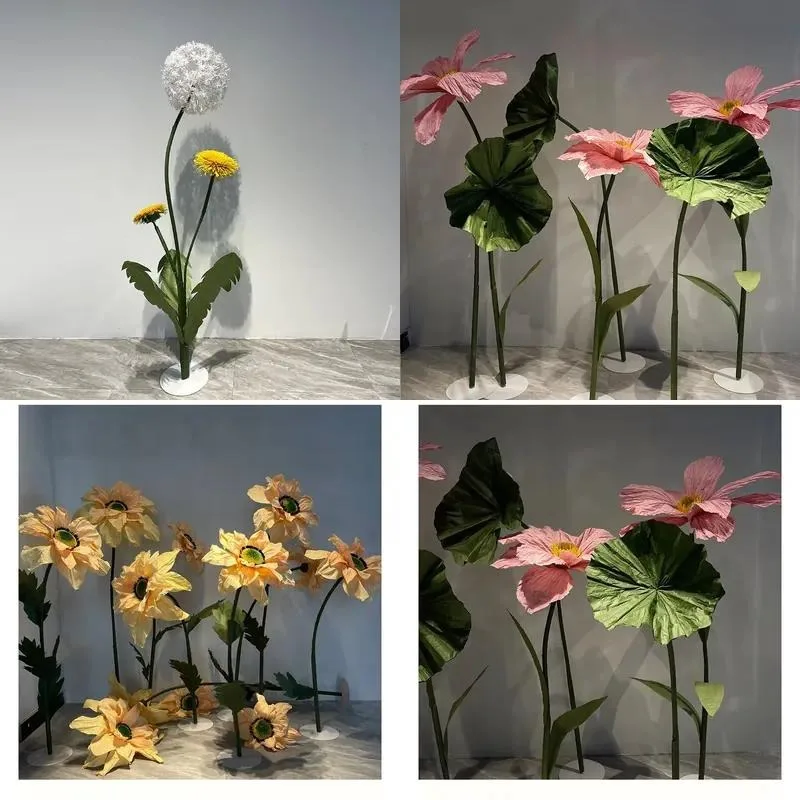 Handmade White Giant Paper Dandelion Flowers for Wedding Party Wall Decor Window Display