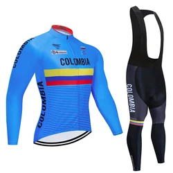 2022 Colombia PRO team Cycling Jersey 19D Bib Set MTB Uniform Bike Clothing Breathable Bicycle Clothes Men's Long Cycling Wear