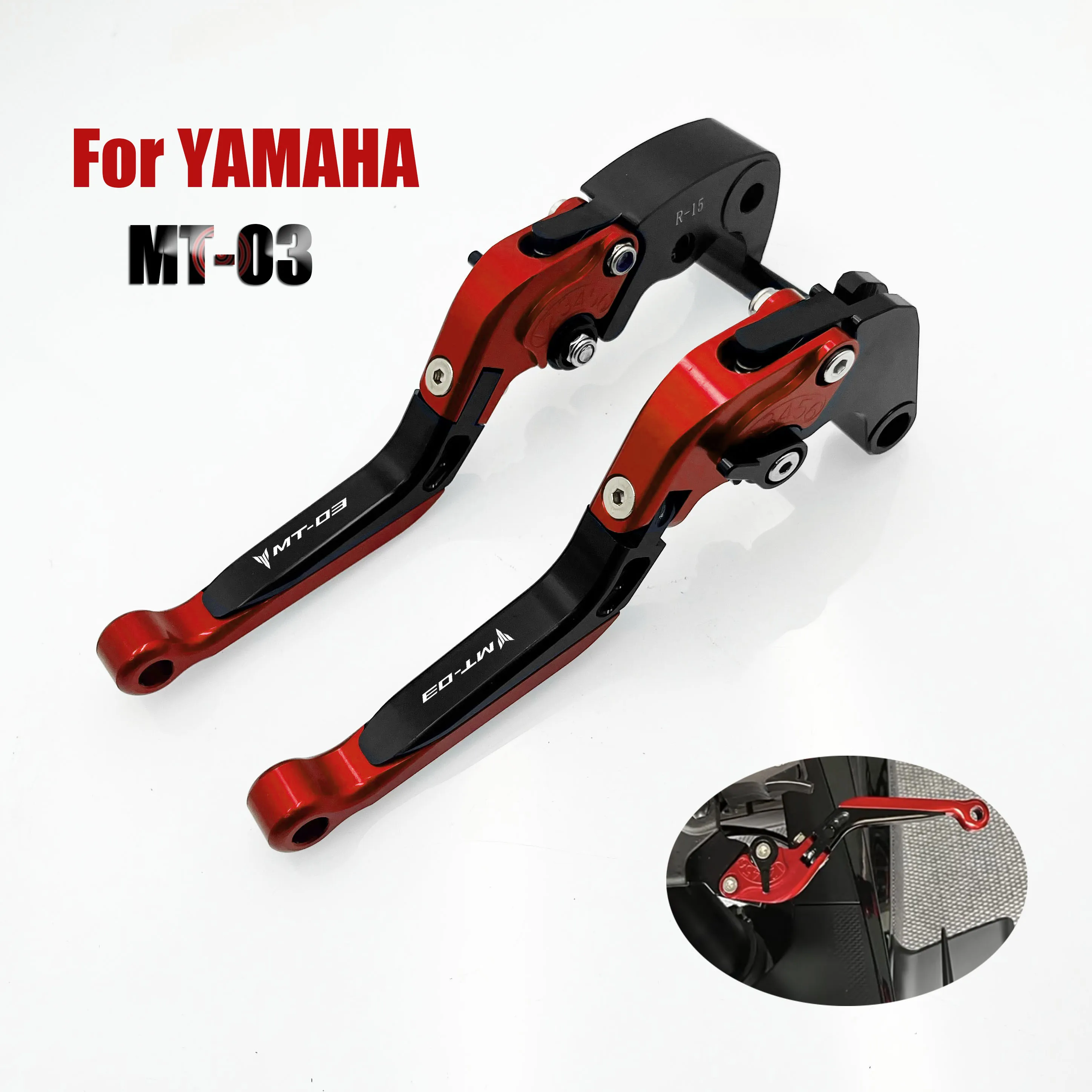 

New High Quality Motorcycle CNC Accessories Folding Extendable Brake Clutch Levers MT-03 LOGO For YAMAHA MT03 MT 03 2015-2021