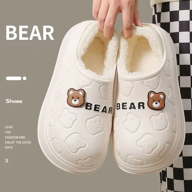 شباشب قطنية مقاومة للماء للنساء، أحذية كاجوال شتوية قطيفة شتوية دافئة داخلية من القطن المنفوش أحذية منزلية غير قابلة للانزلاق #3