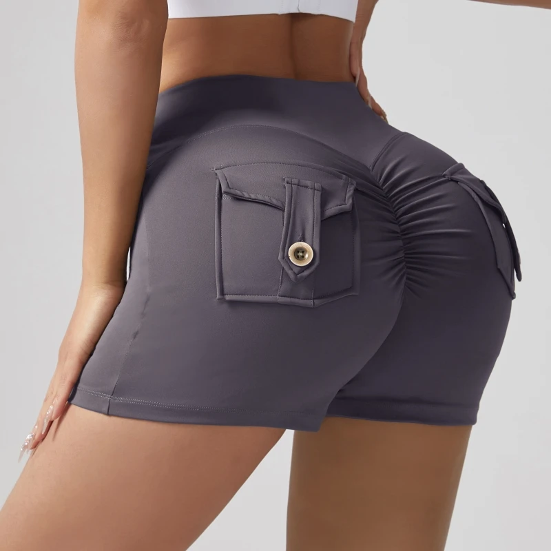 ผู้หญิงเสื้อผ้าออกกําลังกายเอวสูงกางเกงโยคะก้นสะโพกยกโยคะออกกําลังกายถุงน่องกางเกงขาสั้น