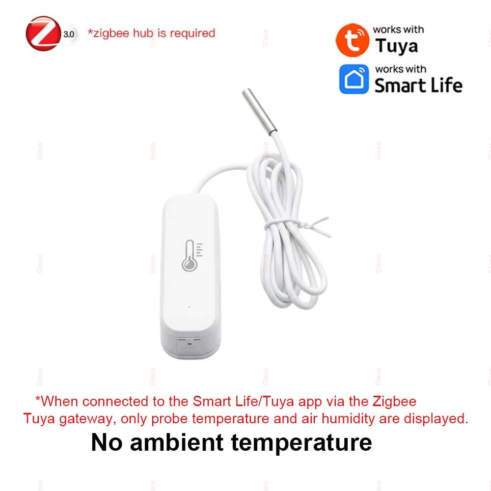 Zigbee-Sonde, Temperatursensor, Luftfeuchtigkeitsdetektor, TUYA Smart Life 2MQTT, Thermometer, Hygrometer für Aquarium, Weinkeller, Gefrierschrank