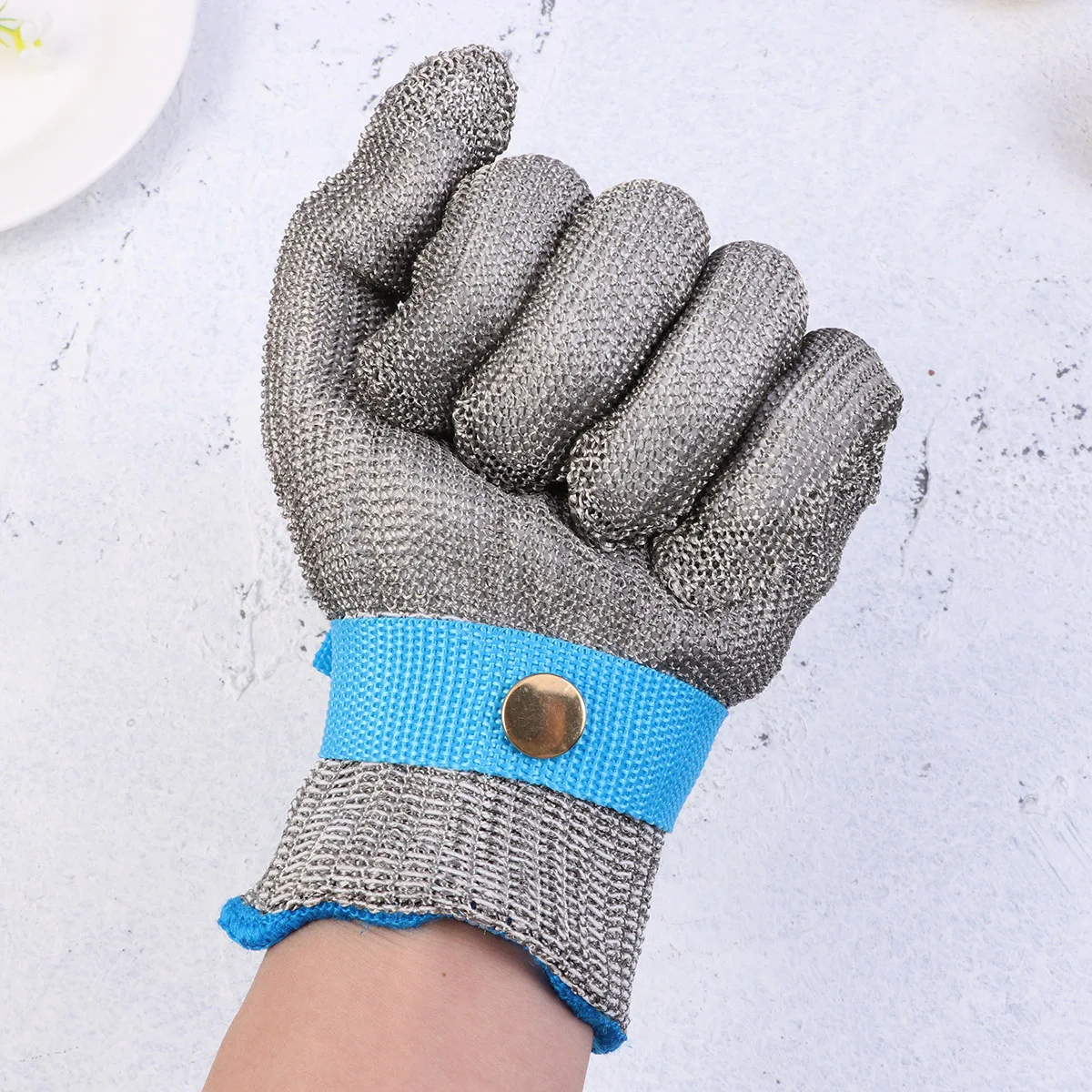 

Cut Resistant Safety Gloves Level 5 Stainless Steel Wire Size L White Inner Glove for Gardening Wood Carving Mandolin Cutting